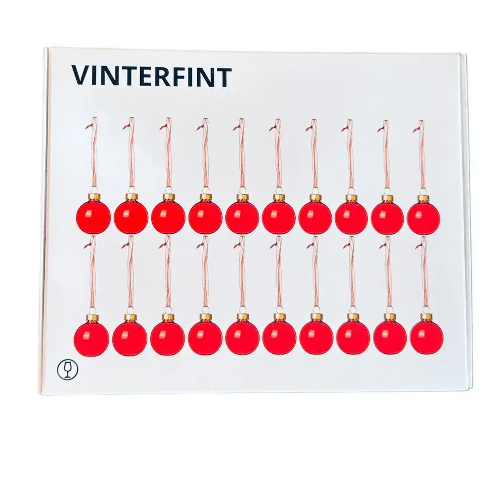 IKEA VINTERFINT 20 Red Bauble Ornaments 1 1/2